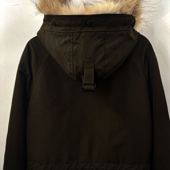 Rag & Bone Waterloo Parka Coat Down Jacket Real Fur Real Leather Olive Green - Picture 13 of 15